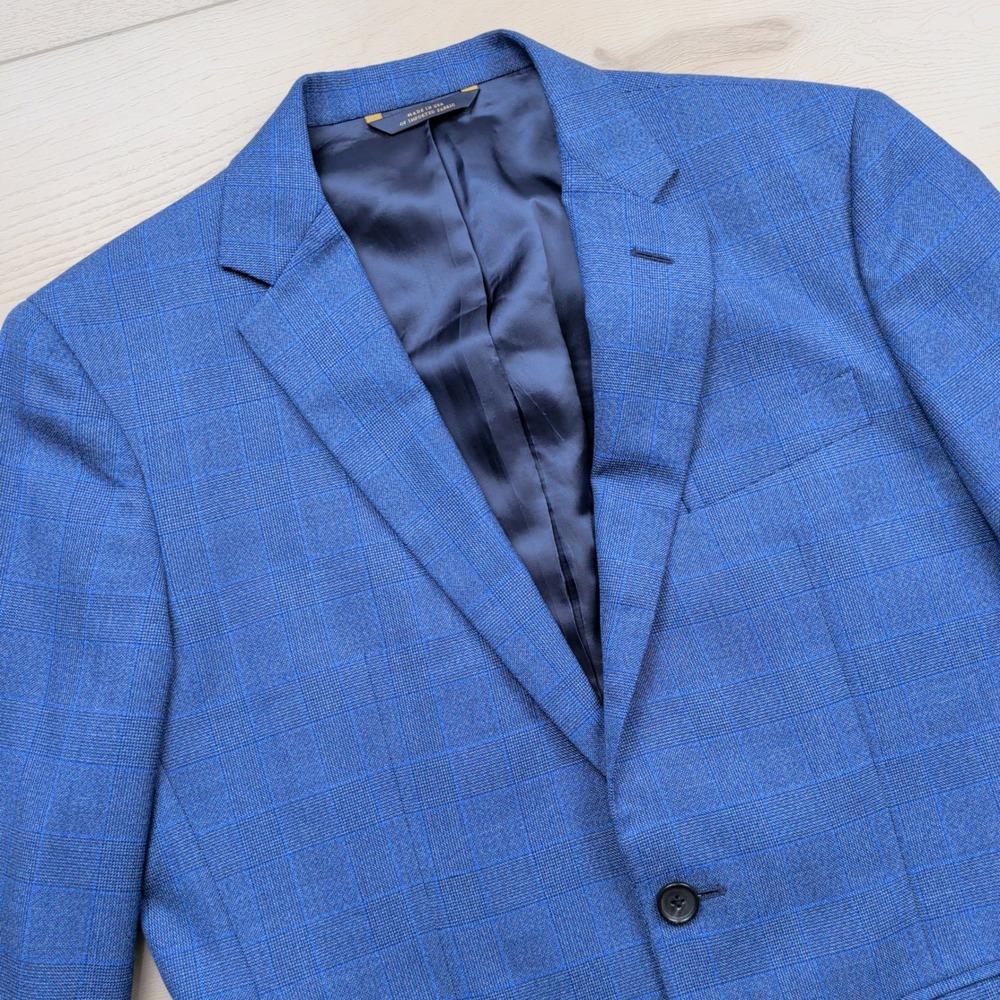 Brooks Brothers 1818 Milano Drago Wool Sport Coat Blazer Blue Glen Plaid 38S